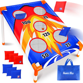 AuntyFey Bean Bag Toss Game assembled for easy outdoor play.