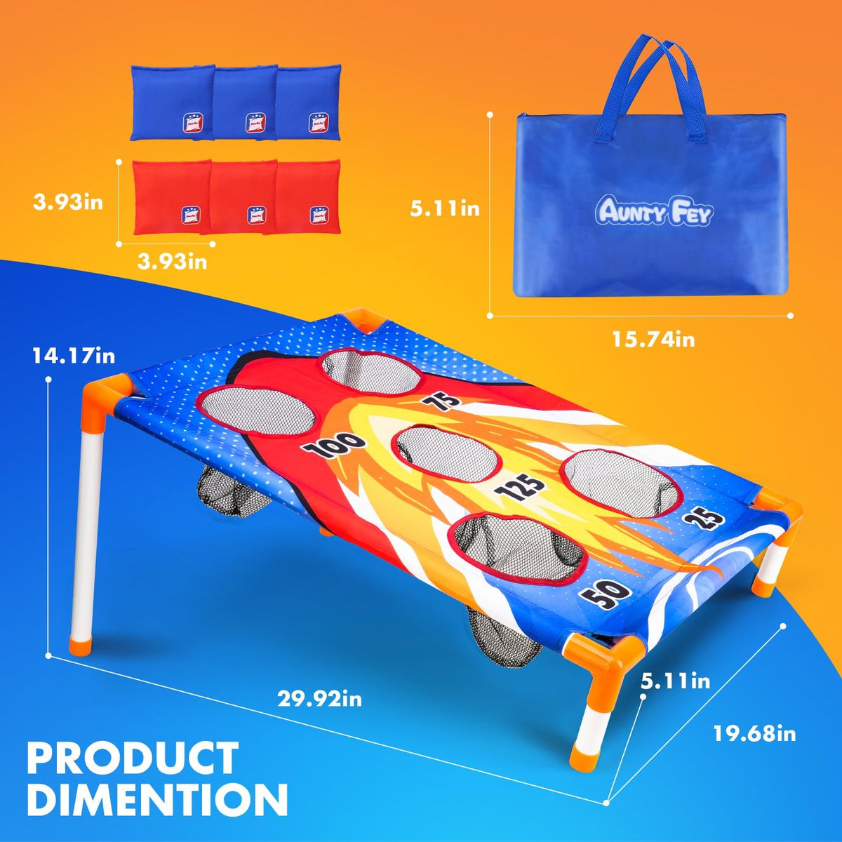 AuntyFey Bean Bag Toss fabric features slip-resistant surface.