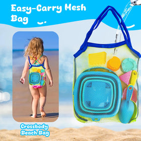 AuntyFey carrying bag keeps beach toys organized and portable.