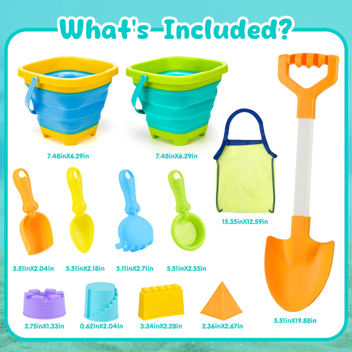 AuntyFey kids building sandcastles with colorful molds and shovels.