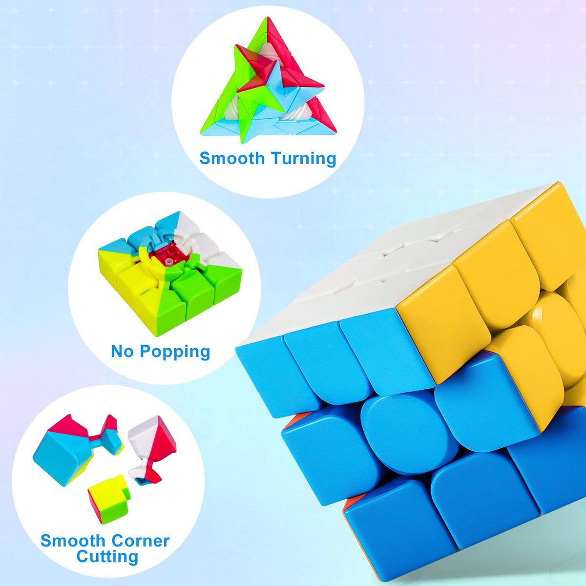 AuntyFey 3x3x3 speed cube with ultra-smooth turns for beginners.