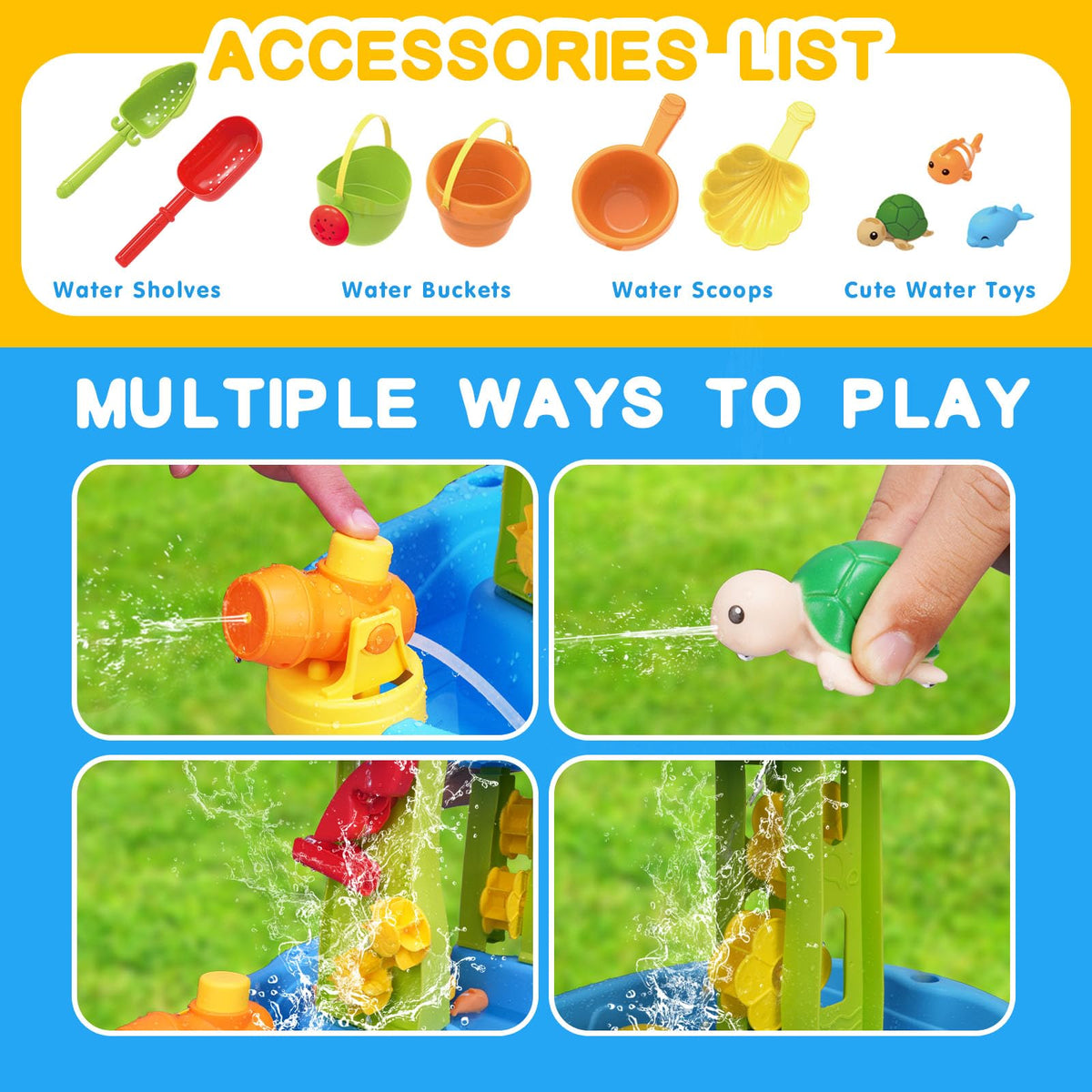 AuntyFey marine animal toys invite exploration of pretend-sea adventures during water table sessions.