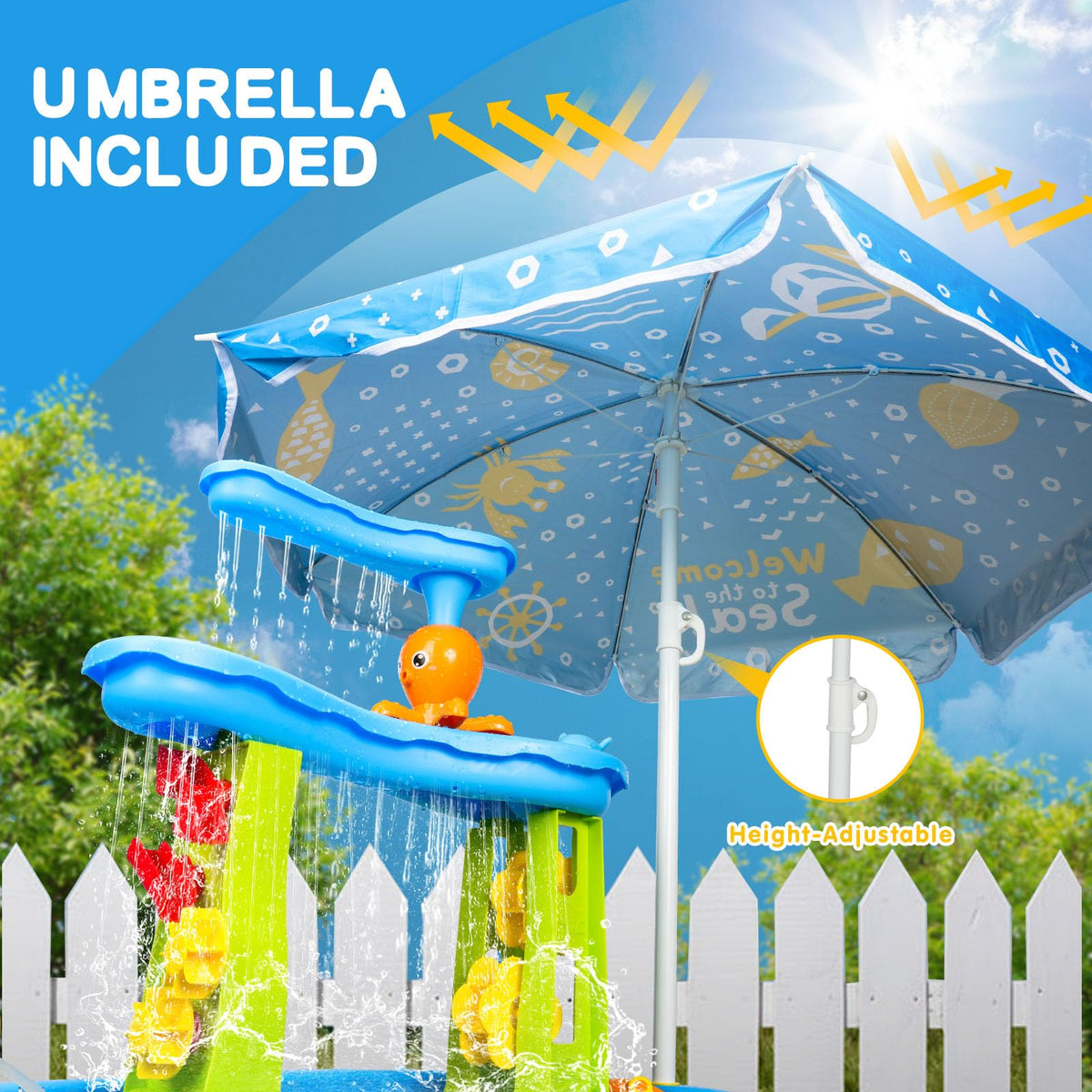 AuntyFey three-tier water table top view encourages cooperative play and exploration.