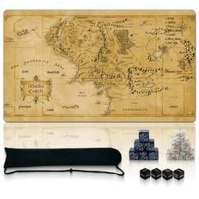 Auralvia stitched-edge playmat with a fantasy map design, built to last through long tournaments.