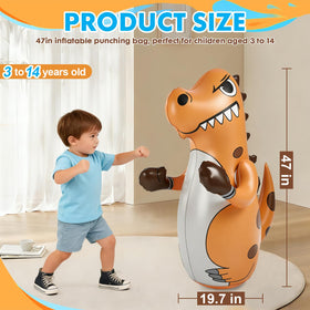 AURASUN dinosaur punching bag with child-friendly design for indoor or outdoor fun