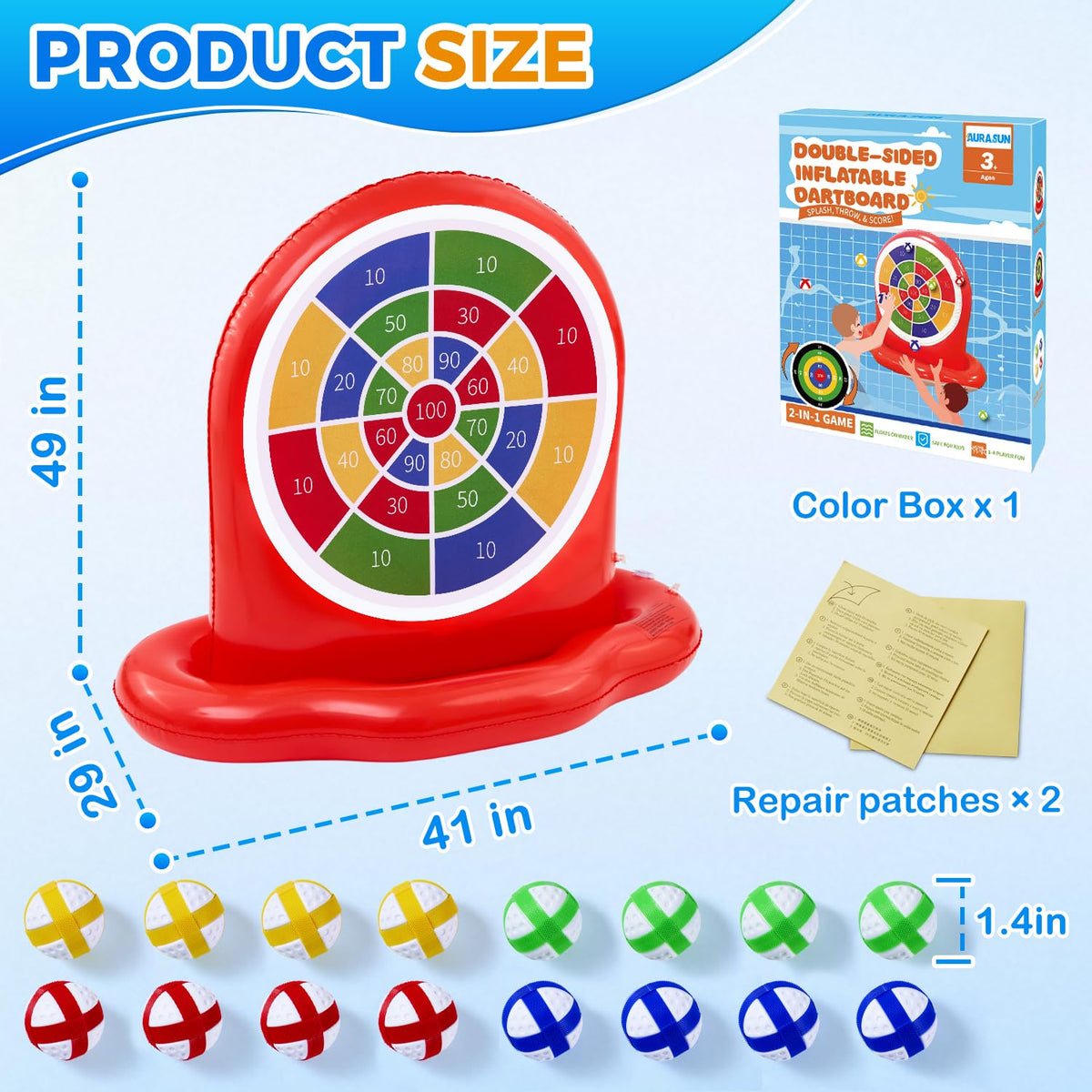 AURASUN pool board surface with high-grip felt keeps darts in place.