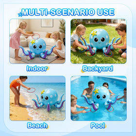 AURASUN backyard setup showing kids playing with the sprinkler.