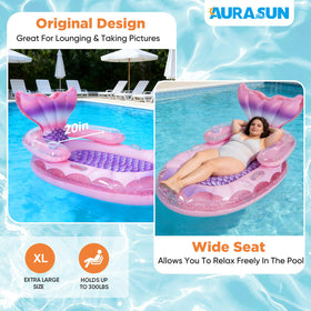 AURASUN Mermaid Pool Bed extra thick PVC ensures durability and tear resistance.