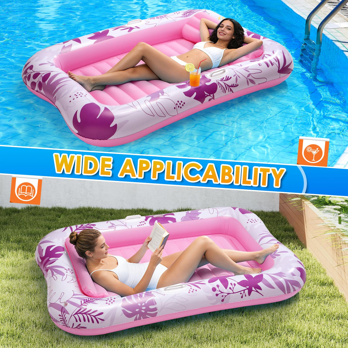 AURASUN inflatable pool lounger ready for backyard use.