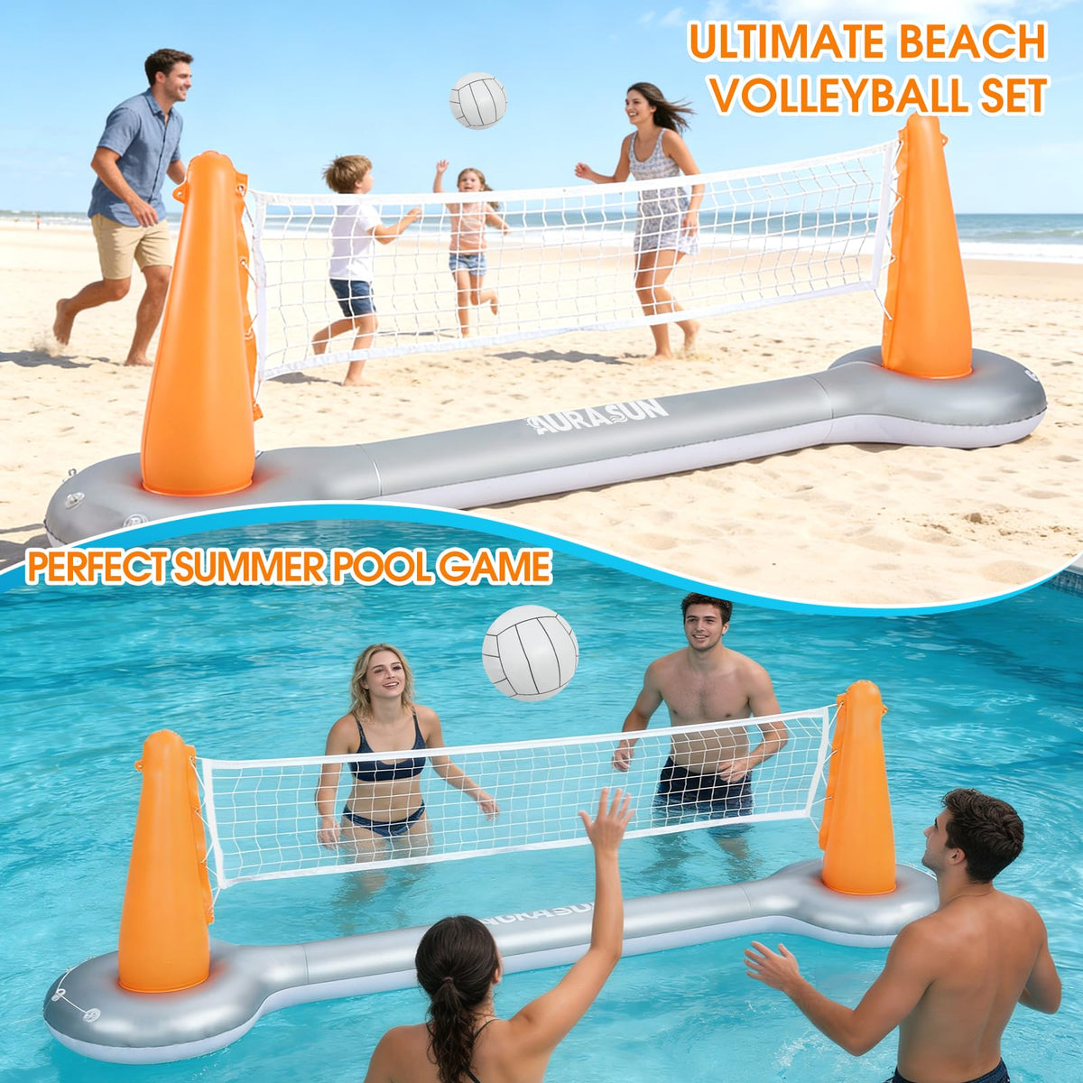 AURASUN pool game weights bags stabilize setup against wind.