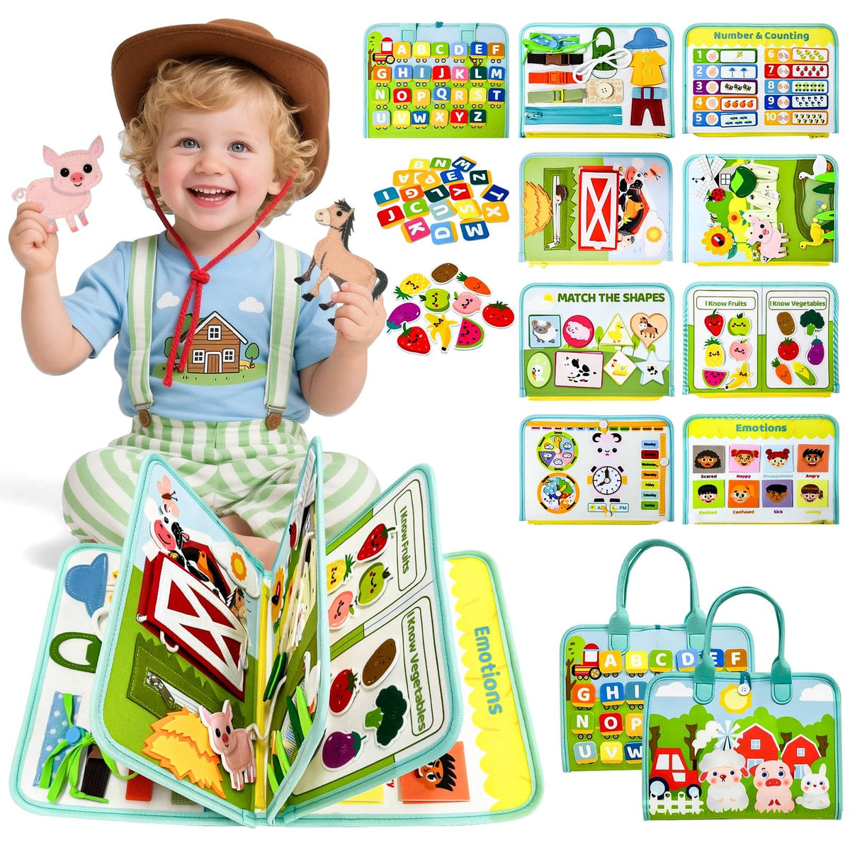 Aurasys Busy Book farm panel engages tiny hands with farm life activities