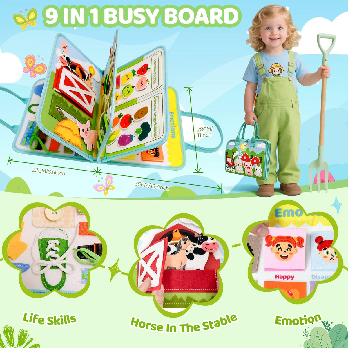 Aurasys Busy Book letters and numbers panel supports early literacy skills