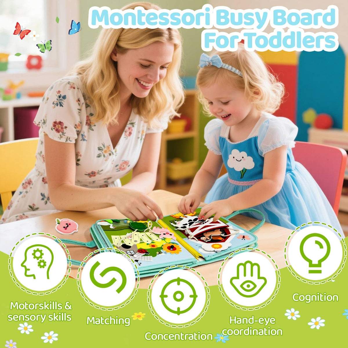 Aurasys Busy Book vegetables and fruits panel for sorting practice