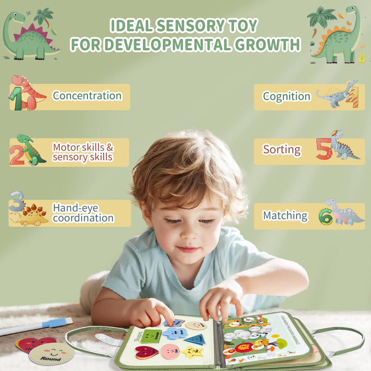 Aurasys busy board travel-compact design fits bags for on-the-go quiet play