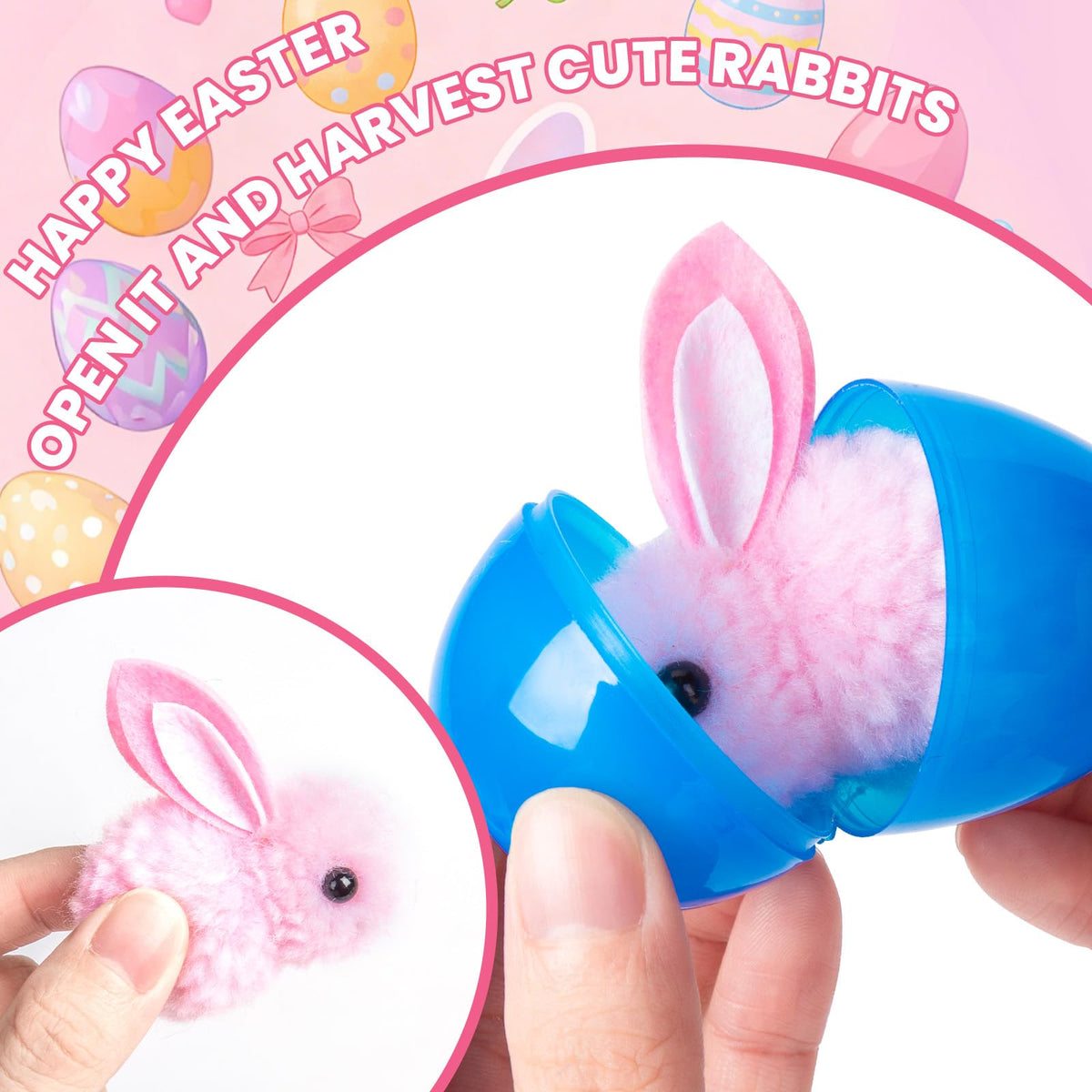 Aurdox mini plush bunny pair inside eggs, easy for toddlers to grab