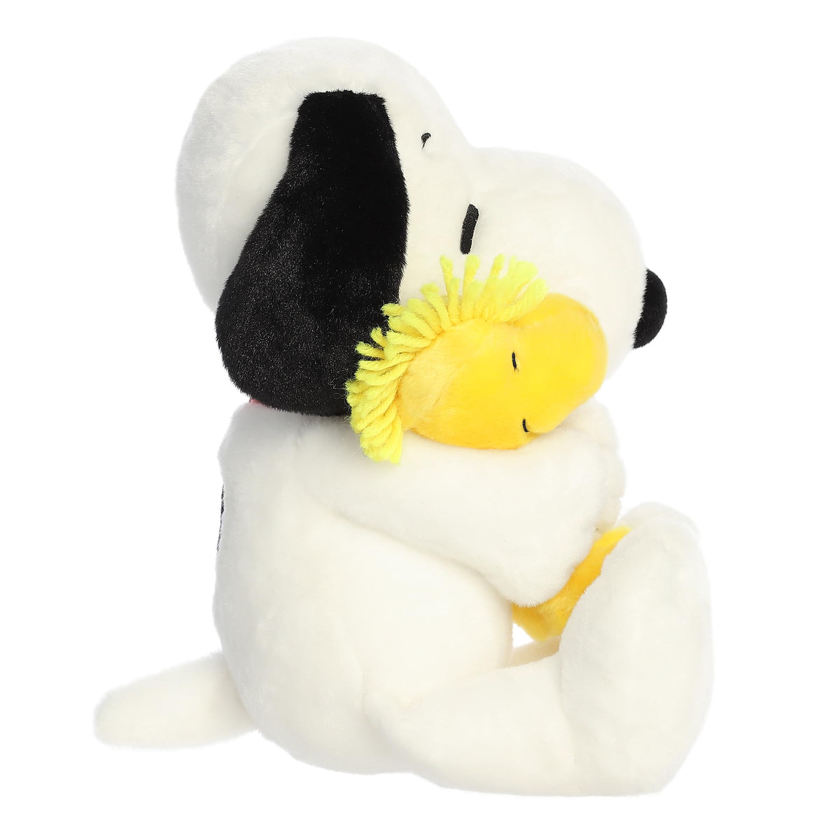 Aurora Snoopy Woodstock plush back view highlights durable stitching