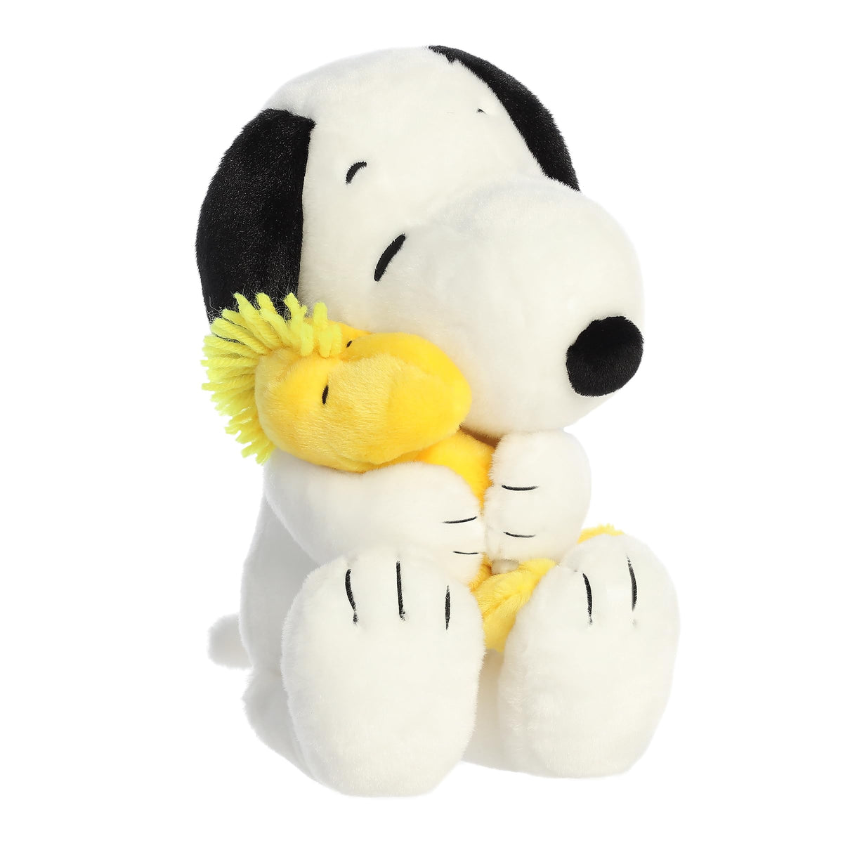 Aurora Snoopy Woodstock plush front view shows cuddly hug-ready design