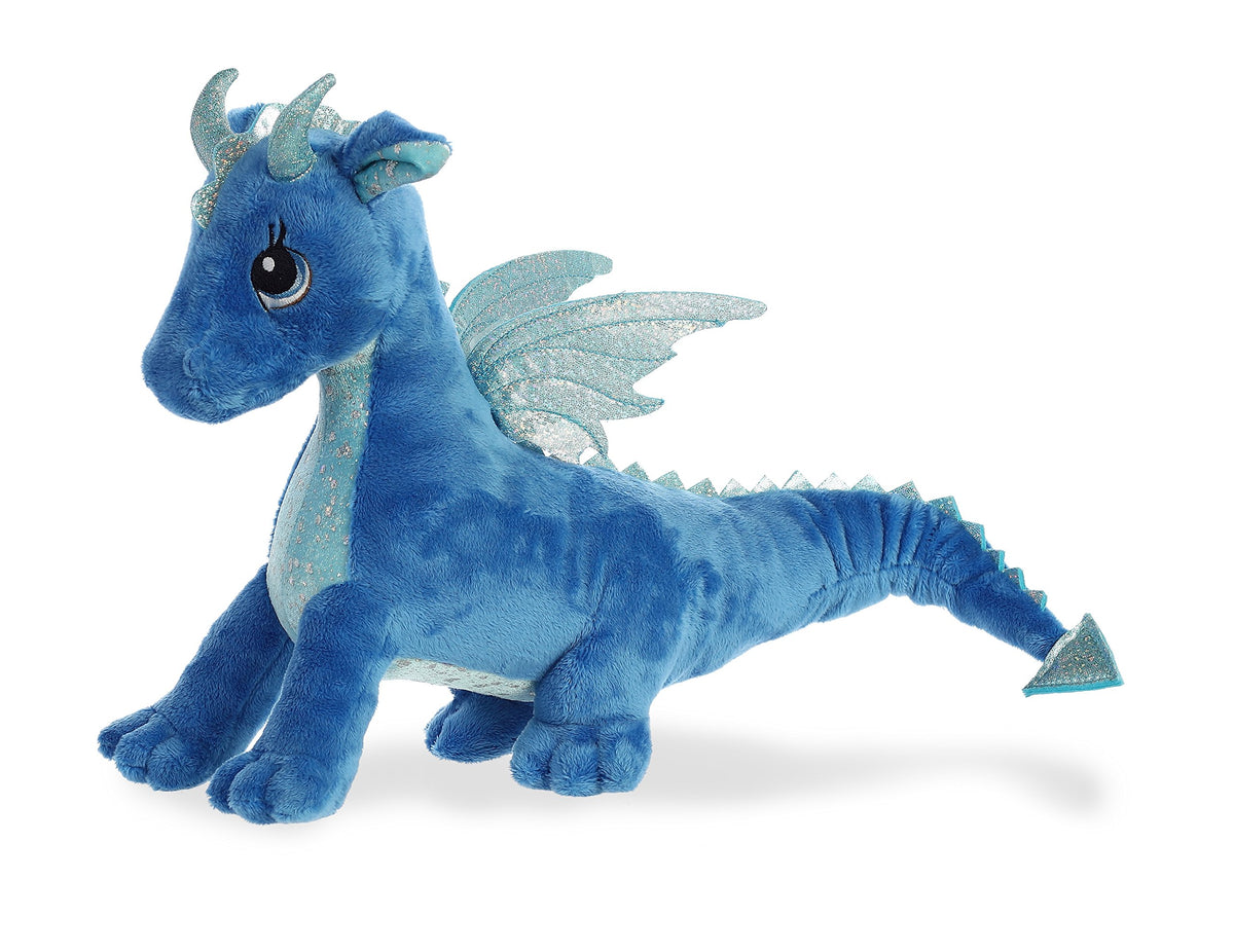 Aurora Indigo Dragon plush made with soft fabrics for cuddle-worthy moments.