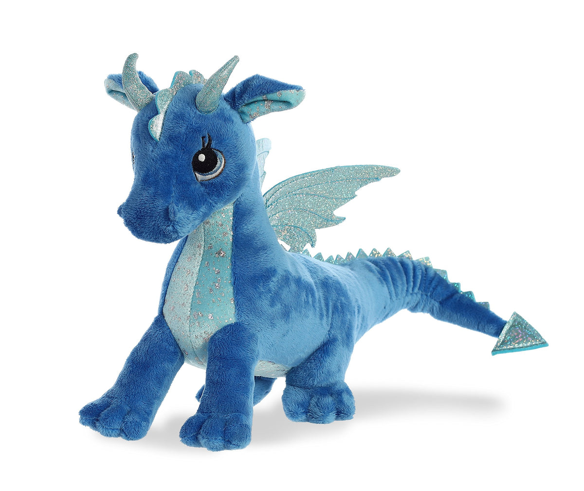 Aurora Indigo Dragon plush standing on all fours for interactive storytelling.