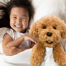 Aurora kid-friendly cuddly companion plush dog toy for playtime.
