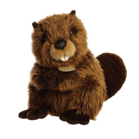 Aurora Miyoni beaver plush full view highlights soft brown fur for cozy bedroom decor