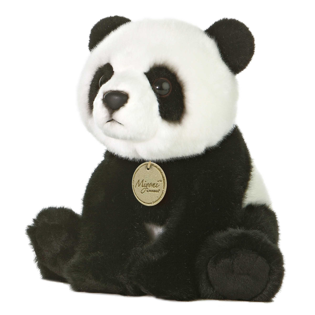 Aurora Miyoni panda plush with lifelike details, a perfect cuddle buddy for kids.