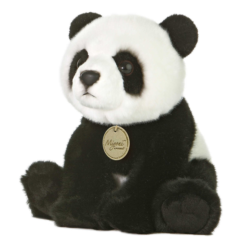 Aurora Miyoni panda plush with lifelike details, a perfect cuddle buddy for kids.