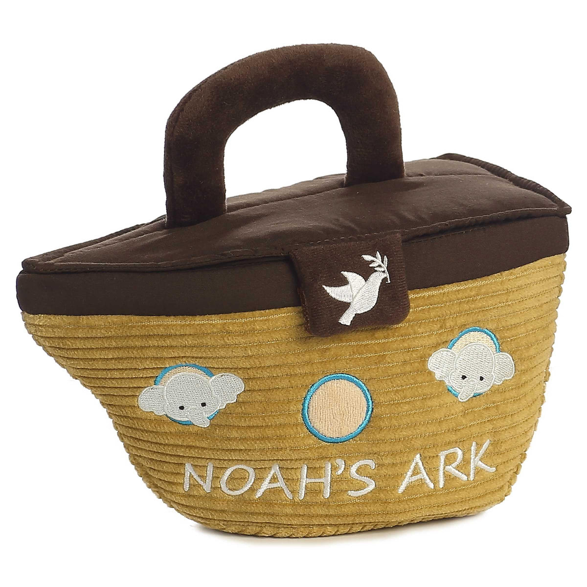 Aurora Noah's Ark giraffe rattle plush, engages grasp and auditory exploration