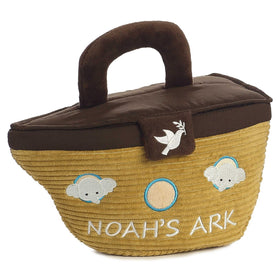 Aurora Noah's Ark giraffe rattle plush, engages grasp and auditory exploration