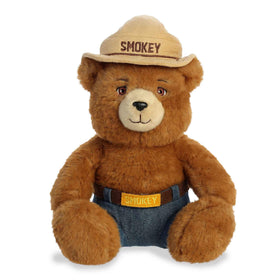 Aurora Smokey Bear plush with ranger hat inspires imaginative play.