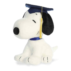 Aurora Snoopy graduation cap plush with soft fur, a heartwarming graduate keepsake.