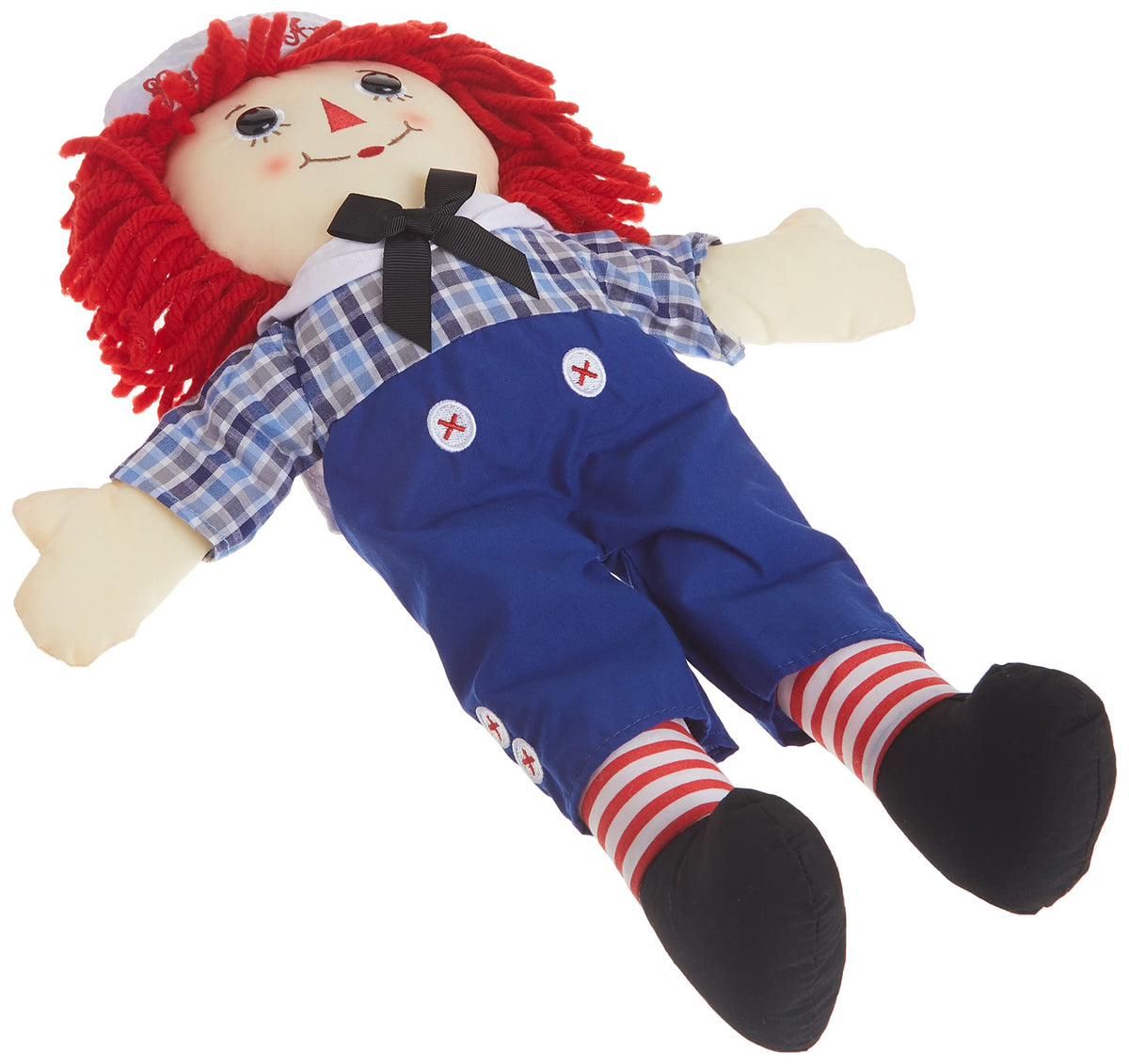Aurora Raggedy Andy full doll image in multicolor plush for storytelling adventures.