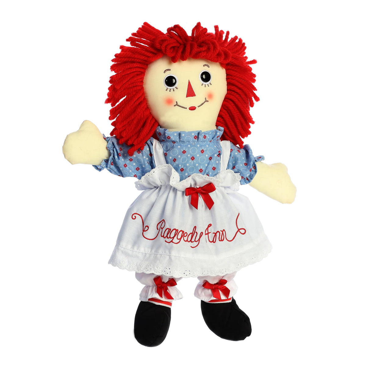 Aurora Raggedy Ann doll, handcrafted details, vintage clothing for a charming keepsake.