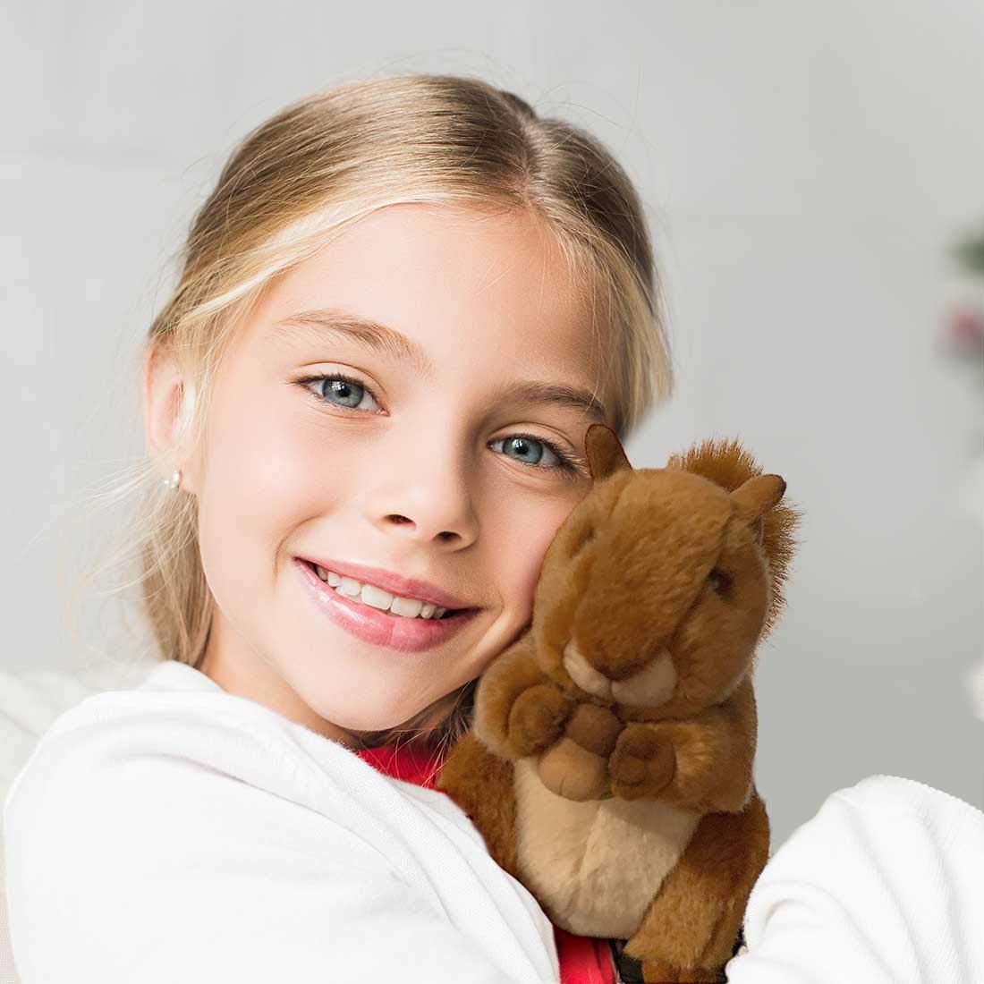 Aurora World Miyoni squirrel plush lightweight and display-ready for shelves.