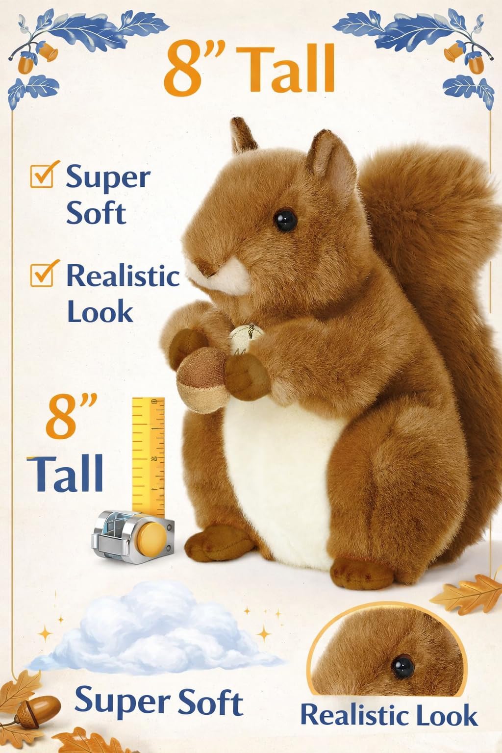 Aurora World Miyoni red squirrel plush 8in with vivid color for collectors.