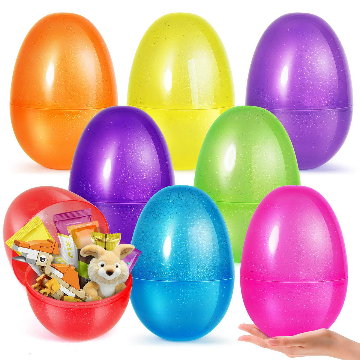 AuroTops jumbo Easter eggs in bright colors, ideal for large egg hunts.