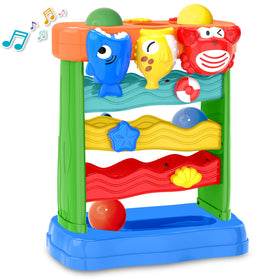 AuroTops ball drop toy blue shark design encourages coordination and exploration.