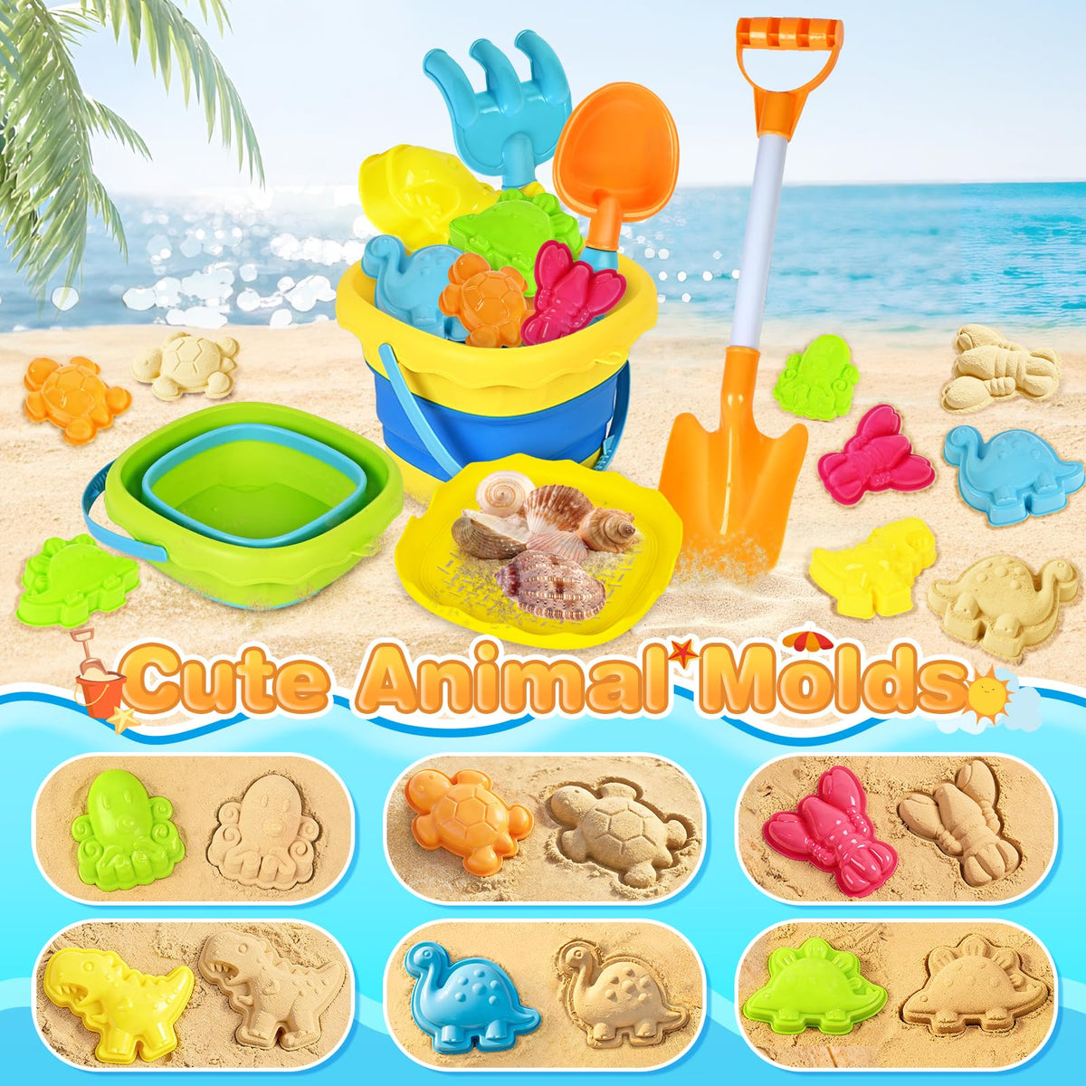 AuroTops marine life and dinosaur molds for creative sand sculptures