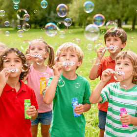 AuroTops birthday party supplies featuring vibrant bubbles.