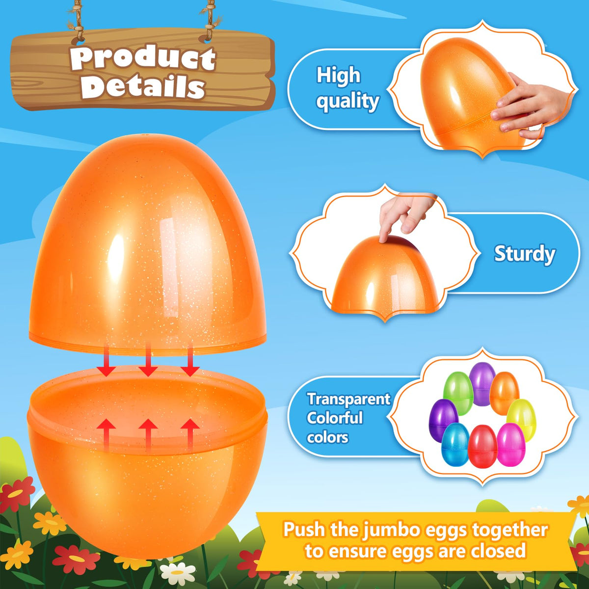 AuroTops bright-colored eggs with glitter that stays attached during play.