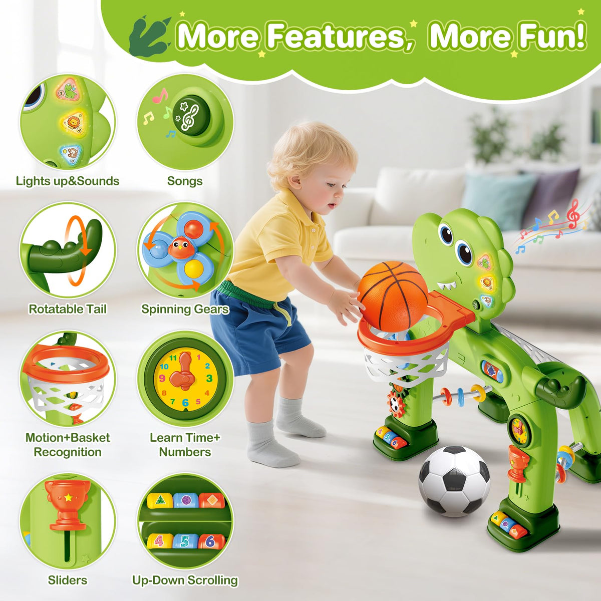 AuroTops dinosaur soccer goal encourages kicking practice and cooperative play