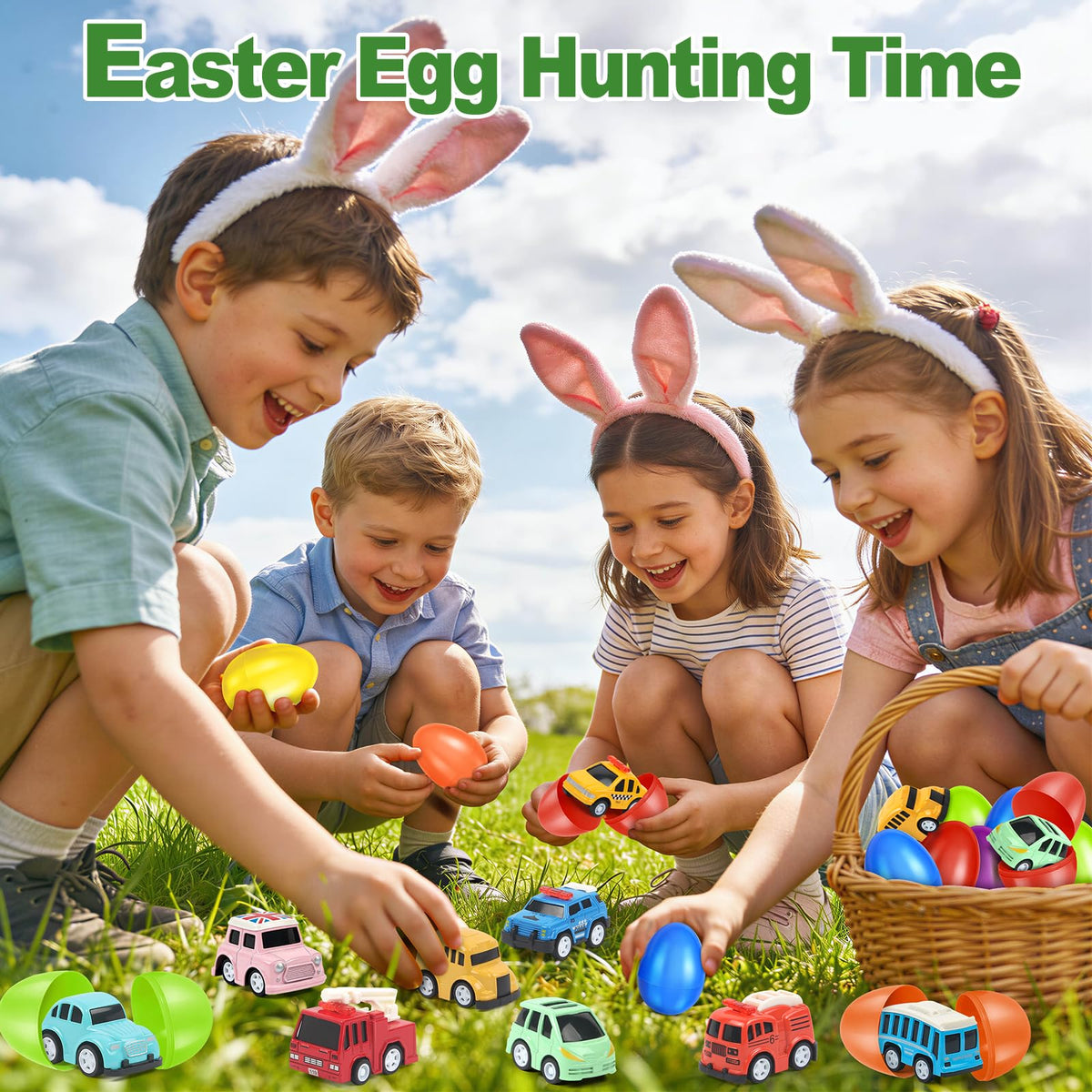 AuroTops Easter basket filler pack with bright eggs and cars.