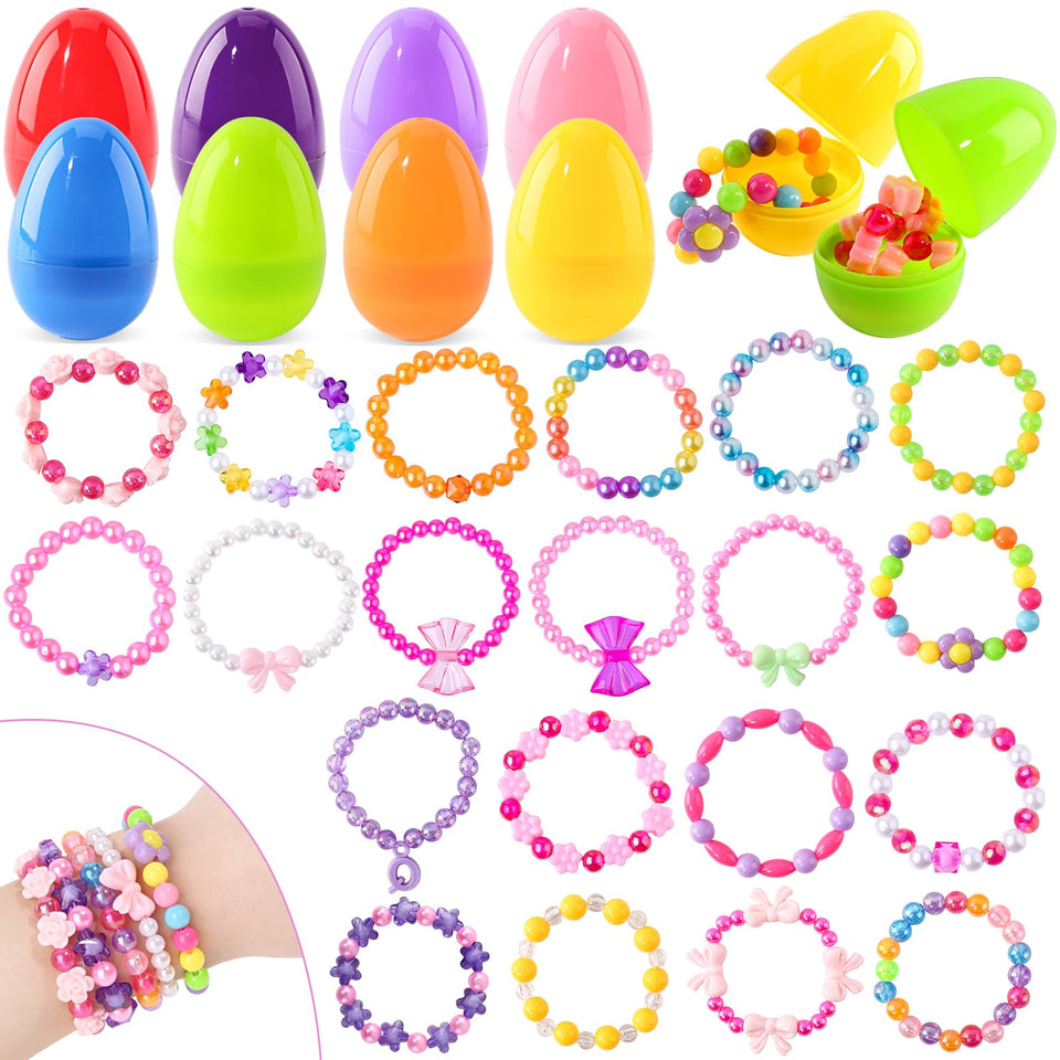 AuroTops Easter bracelets set with colorful beads, ideal for kids' egg hunts.