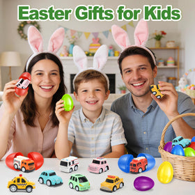 AuroTops kid-friendly Easter eggs and cars for outdoor hunts.