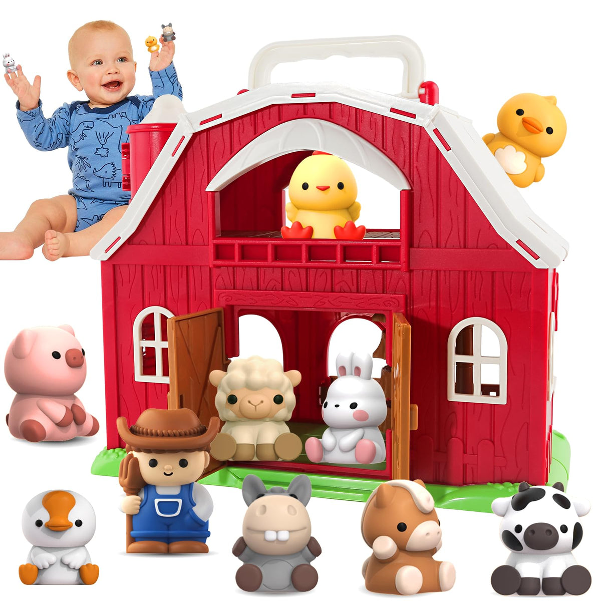 AuroTops farm barn with big red barn for imaginative play and storytime