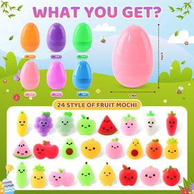 AuroTops fruit shaped squishies in eggs promote sensory play.