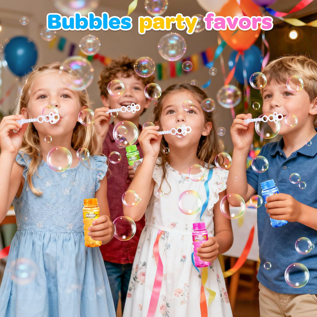 AuroTops party favors for kids with colorful bubbles.