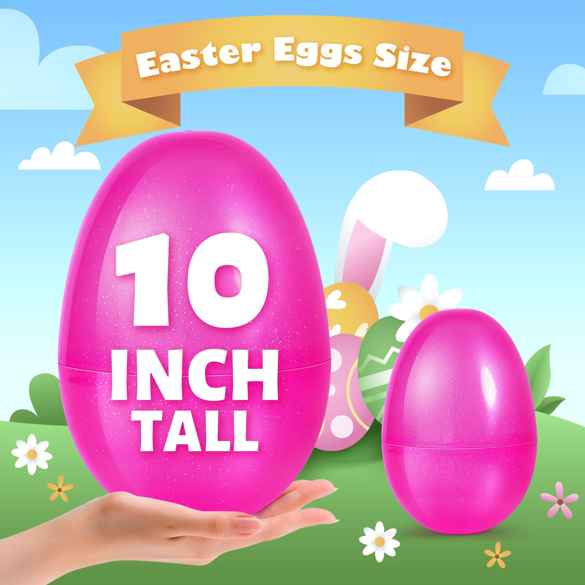 AuroTops fillable plastic Easter egg with smooth surface for easy stuffing.