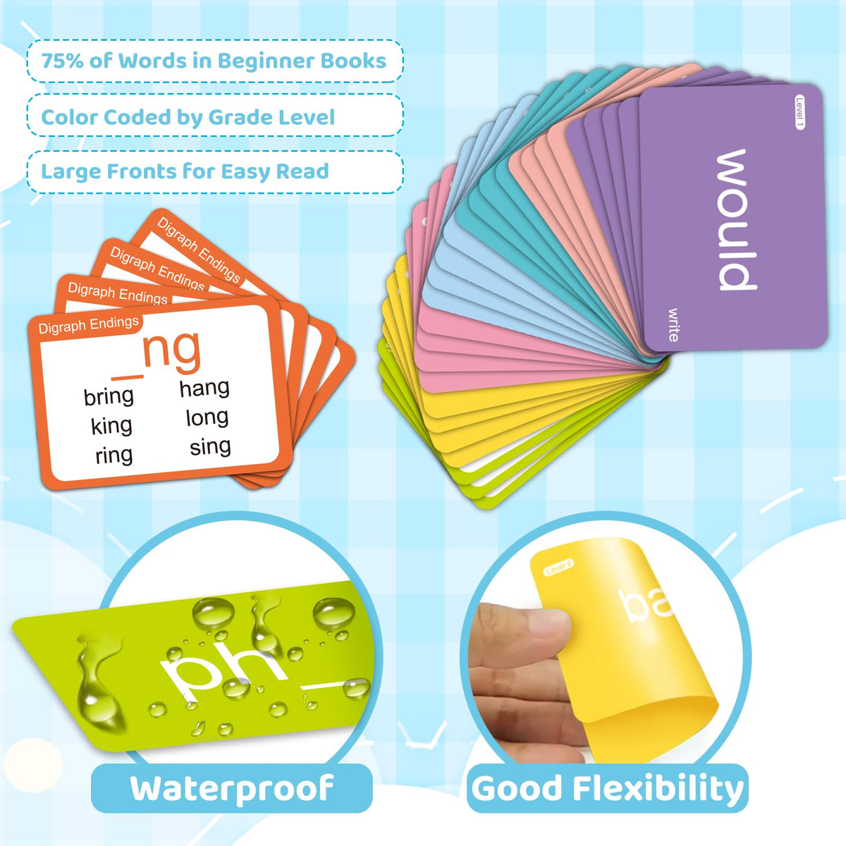 AuroTops rounded-edge cards are safe for young learners.