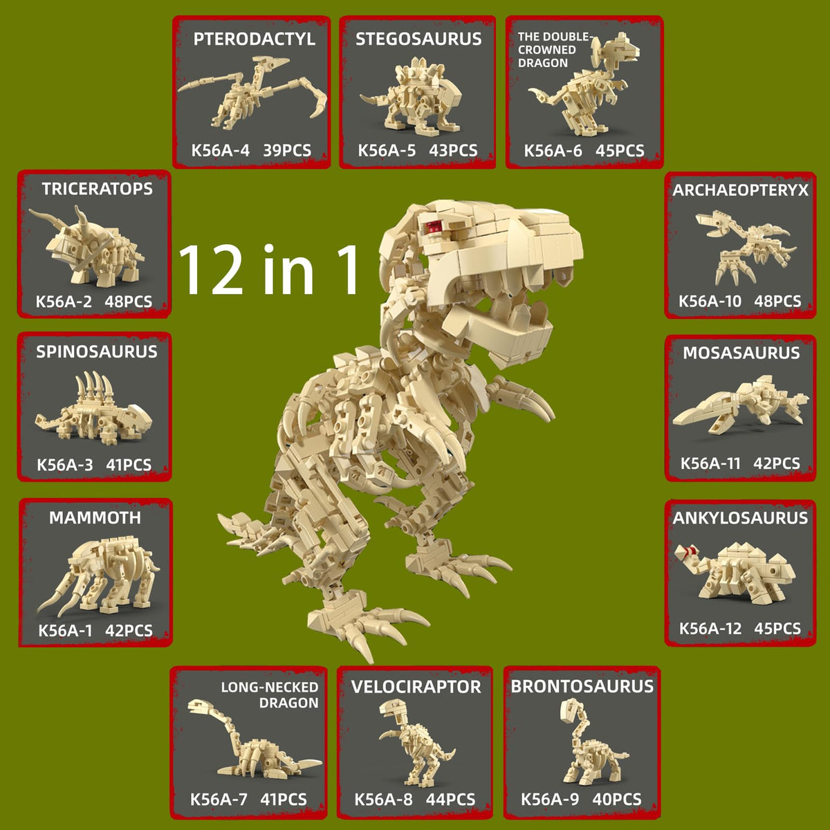 Auryee 12-piece dino eggs ready for building and imaginative storytelling